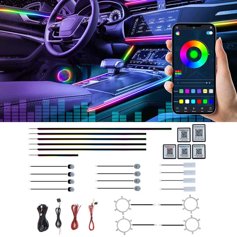 Led Interior Ambient Light - 22가지 색상의 RGB 다이내믹 자동차 실내등,