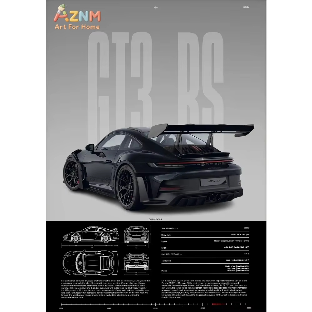 Car Accessories For Inside - 1pc 미니멀리스트 911 GT3-RS 718 GT4