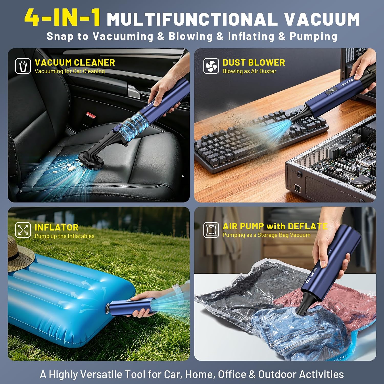 19500Pa 4-in-1 무선 진공청소기 및 에어 더 - Car Vacuum Cleaner 리뷰 및 가격